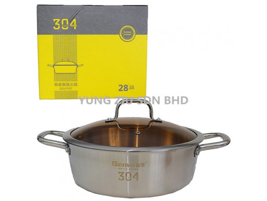 28CM 304 PLATINUM SOUP POT (STEAMTBOAT POT)(FENVO)