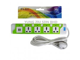 WH-815#4PCS EXTENSION WITH 2USB PORT