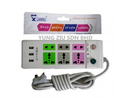 8803#3 SOCKET EXTENSION WITH 3 USB PORT