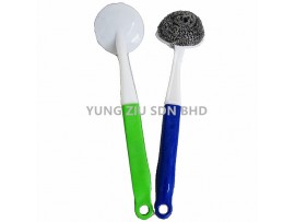 DOUBLE COLOR HANDLE POT BRUSH 26.5CM