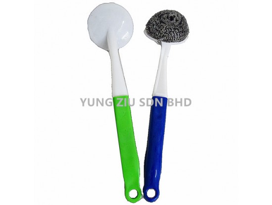 DOUBLE COLOR HANDLE POT BRUSH 26.5CM