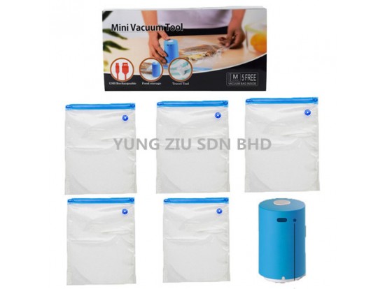 1 MANUAL PUMP + 5 BLUE VACUUM BAG