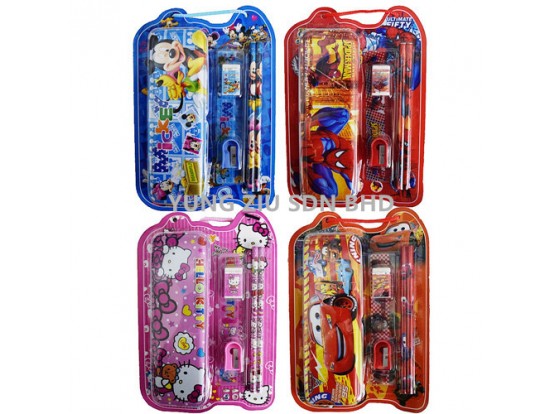 7888#6PCS PENCIL CASE STATIONERY SET