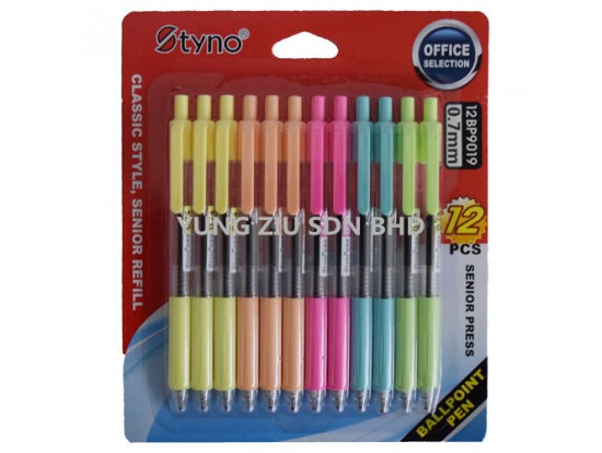 (12PCS/SET)12BP9019#0.7MM BALLPOINT PEN(STYNO)