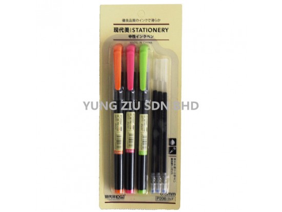 (1SET)P206#(3+3)0.5MM GEL PEN+ REFILL(XDM)