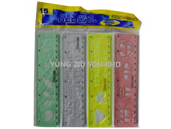 (4P/SET)55054#15CM RULER(ESCRIBO)